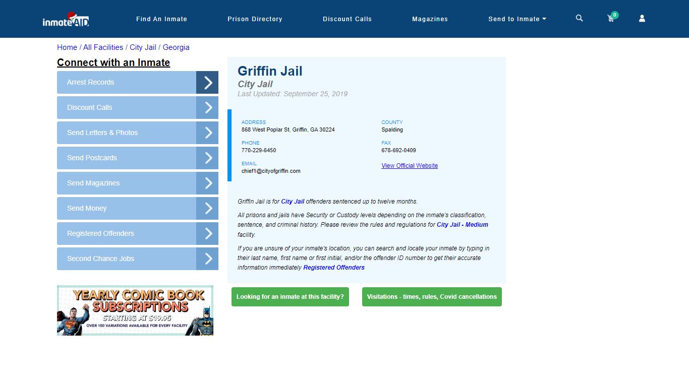Griffin Jail | Inmate Locator